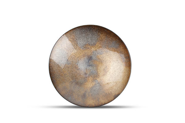 Plat décoratif 33xH6cm verre couleur bronze Cosmo