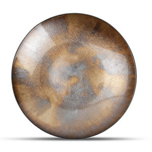 Plat décoratif 40xH6,5cm verre couleur bronze Cosmo