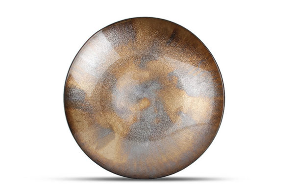 Plat décoratif 40xH6,5cm verre couleur bronze Cosmo