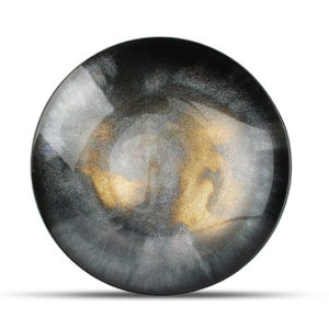 Plat décoratif 40xH6,2cm verre noir Cosmo