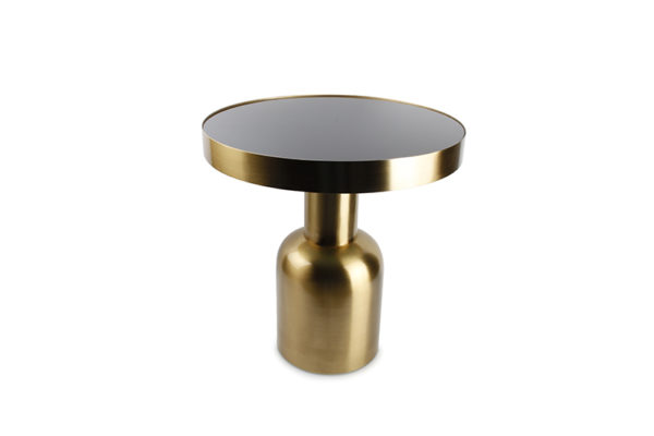 Table gigogne 49xH51cm métal doré+dessus verre Ovo