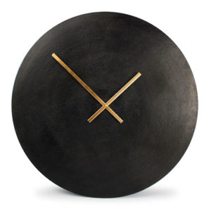 Horloge murale 75cm rond métal noir Zone