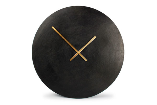 Horloge murale 75cm rond métal noir Zone