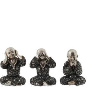 Set de 3 moines argent (10,5x10x15 cm)