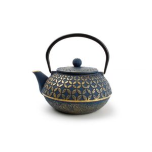 Théière Feuille Or/Bleu